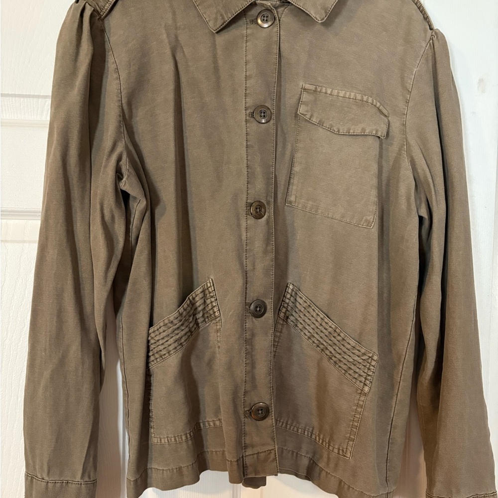 Maurices Tan Utility Jacket with Collared Neckline and Relaxed Fit